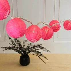 LUMABASE Nylon Lantern String Lights in Fuchsia -Cheap Garden Center Store reds pinks lumabase citronella candles torches 76101 44 1000
