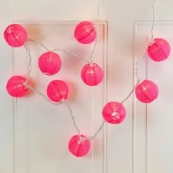 LUMABASE Nylon Lantern String Lights in Fuchsia -Cheap Garden Center Store reds pinks lumabase citronella candles torches 76101 4f 1000