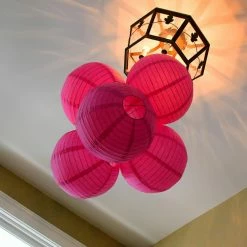 LUMABASE 10 in. Round Fuchsia Paper Lanterns (5-Count) -Cheap Garden Center Store reds pinks lumabase citronella candles torches 78105 4f 1000