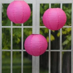 LUMABASE 10 in. Round Fuchsia Paper Lanterns (5-Count) -Cheap Garden Center Store reds pinks lumabase citronella candles torches 78105 c3 1000