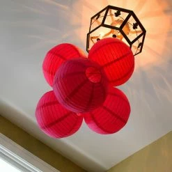 LUMABASE 10 in. Red Round Paper Lanterns (5-Count) -Cheap Garden Center Store reds pinks lumabase citronella candles torches 78405 4f 1000