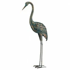 Regal Large 55 in. Metallic Patina Crane Garden Statuary