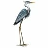 Regal Large Blue Heron Metal Garden Statuary - Looking Down