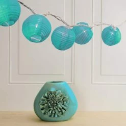 LUMABASE Nylon Lantern String Lights in Turquoise -Cheap Garden Center Store turquoises aquas lumabase citronella candles torches 76501 1f 1000