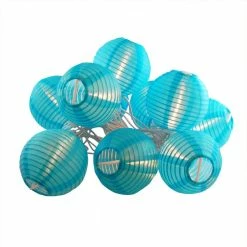 LUMABASE Nylon Lantern String Lights in Turquoise