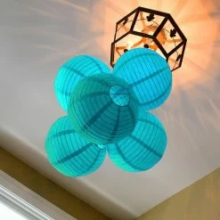LUMABASE 10 in. Round Turquoise Paper Lanterns (5-Count) -Cheap Garden Center Store turquoises aquas lumabase citronella candles torches 78505 4f 1000