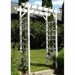 Dura-Trel 64 in. W x 85 in. H x 28 in. D White Vinyl PVC Providence Arbor