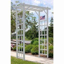Dura-Trel 85 in. x 57 in. x 22 in. White Vinyl PVC Elmwood Arbor -Cheap Garden Center Store white dura trel arbors 11199 4f 1000