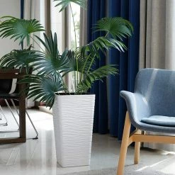 Worth Garden 11 in. W x 22 in. H White Plastic Tall Rectangular Planter (2-Pack) -Cheap Garden Center Store white matte worth garden plant pots g816a05 4f 1000