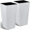 Worth Garden 11 in. W x 22 in. H White Plastic Tall Rectangular Planter (2-Pack) -Cheap Garden Center Store white matte worth garden plant pots g816a05 64 1000