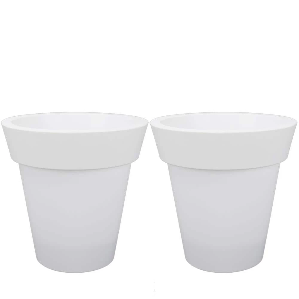 Worth Garden 12 in. Dia x 12 in. H White Self-Watering Plastic Round Planter Pots with Liners (2-Pack) 3 Worth Garden 12 in. Dia x 12 in. H White Self-Watering Plastic Round Planter Pots with Liners (2-Pack)