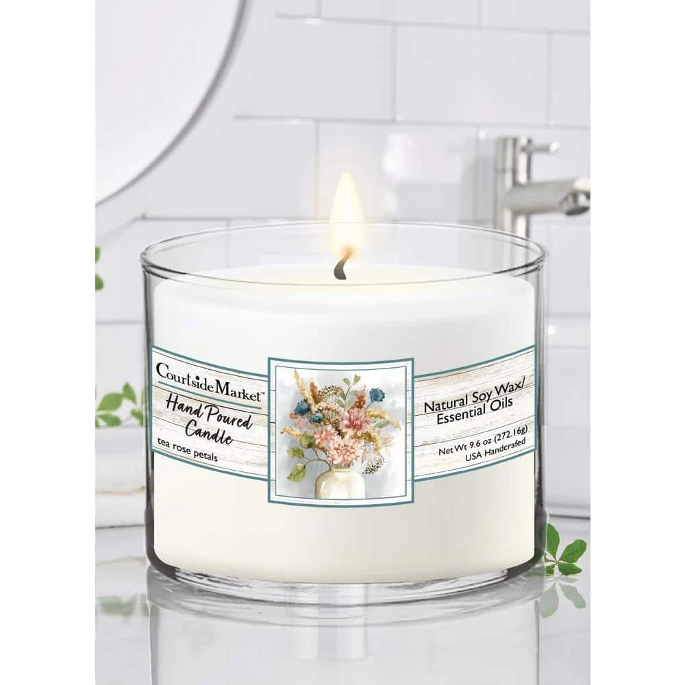 Courtside Market Hydrangea Circular Candle Glass 9.6 oz. 3 Courtside Market Hydrangea Circular Candle Glass 9.6 oz.