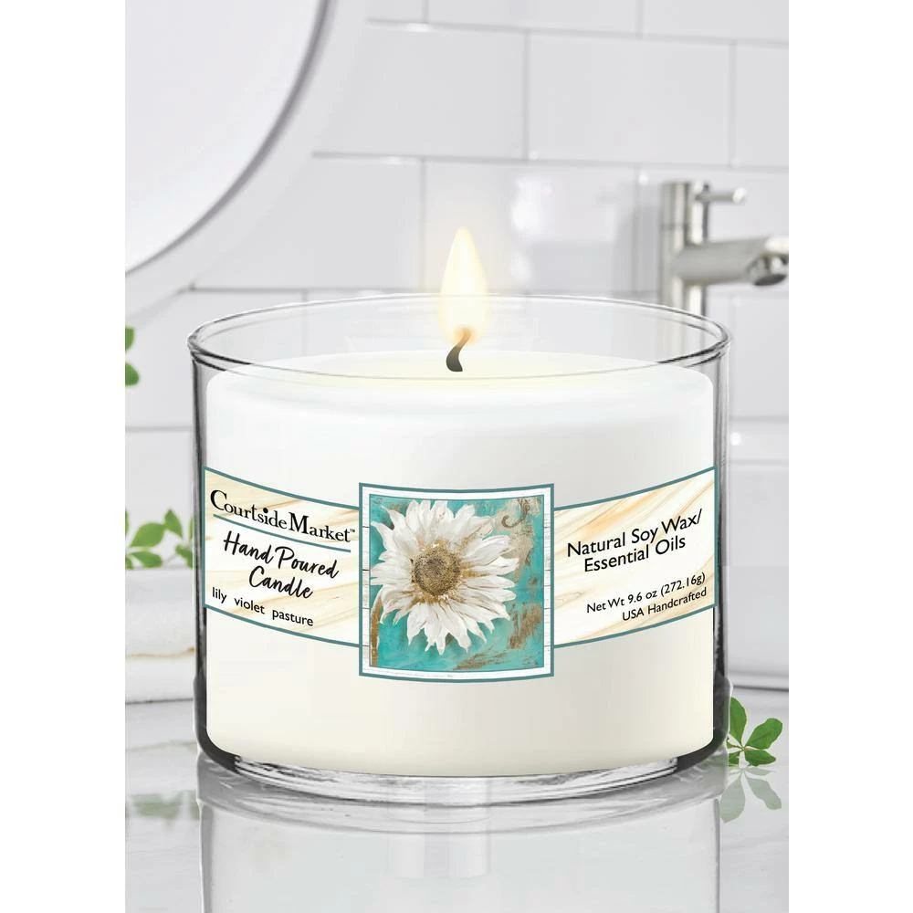 Courtside Market Golden Daisy I Circular Candle Glass 9.6 oz. 3 Courtside Market Golden Daisy I Circular Candle Glass 9.6 oz.