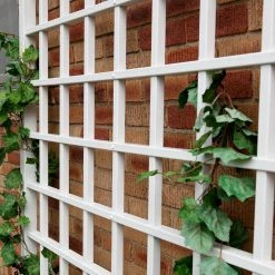 Dura-Trel 96 in. x 57 in. White Vinyl PVC Winchester Trellis -Cheap Garden Center Store whites dura trel garden trellises 11174 4f 1000