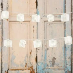 LUMABASE Electric String Lights 2.5 in. x 2.5 in. White Nylon Square Lantern -Cheap Garden Center Store whites lumabase citronella candles torches 29001 4f 1000