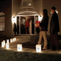 LUMABASE 10 in. Snowflake Plastic Luminaria Lanterns (Set of 10) -Cheap Garden Center Store whites lumabase citronella candles torches 32712 1f 1000