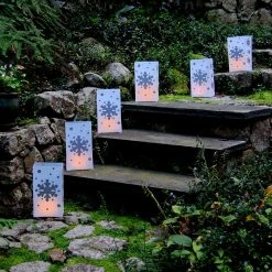 LUMABASE 10 in. Snowflake Plastic Luminaria Lanterns (Set of 10) -Cheap Garden Center Store whites lumabase citronella candles torches 32712 4f 1000