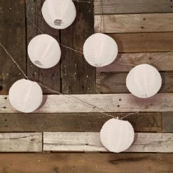 LUMABASE Battery Operated String Light with 6 in. Nylon Lanterns in White (10-Count) -Cheap Garden Center Store whites lumabase citronella candles torches 57001 4f 1000