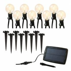 LUMABASE 8-Light White Solar Powered Plastic Lanterns String Light