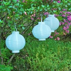 LUMABASE 8 in. Solar White Nylon Round Lantern (3-Pack) -Cheap Garden Center Store whites lumabase citronella candles torches 71503 1f 1000