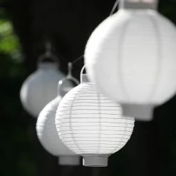 LUMABASE 8 in. Solar White Nylon Round Lantern (3-Pack) -Cheap Garden Center Store whites lumabase citronella candles torches 71503 4f 1000