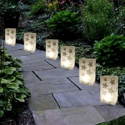 LUMABASE Battery Operated Luminaria Silver Stars Kit with Timer (6-Count) 8 LUMABASE Battery Operated Luminaria Silver Stars Kit with Timer (6-Count) -Cheap Garden Center Store whites lumabase citronella candles torches 79706 4f 1000
