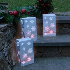 LUMABASE Battery Operated Luminaria Silver Snowflake Kit with Timer(6-Count) -Cheap Garden Center Store whites lumabase citronella candles torches 79806 4f 1000