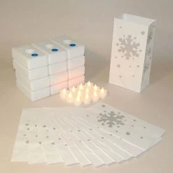 LUMABASE 11 in. Battery Operated Snowflake Luminaria Kit (Set of 12) -Cheap Garden Center Store whites lumabase citronella candles torches 82236 d4 1000