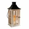 LUMABASE Lantern 7 in. x 17 in. Wooden White Washed Lantern Black Roof with LED Candle -Cheap Garden Center Store whites lumabase citronella candles torches 95201 64 1000