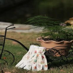 Worth Garden Cute Canvas and Leather Protective Gardening Gloves Cheerful Bonsai Print Design for Women -Cheap Garden Center Store worth garden gardening tool accessories 6113 1f 1000
