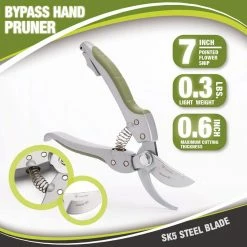 Worth Garden 7 in. SK5 Steel Blade Gardening Bypass Hand Pruner