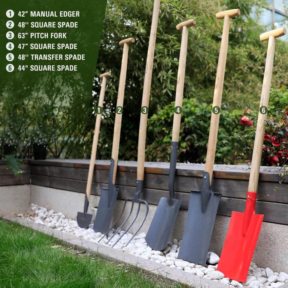 Worth Garden 48 in. Rectangular Flat Edge Carbon Steel Spade Shovel with a 35 in. L Wood Handle 8 Worth Garden 48 in. Rectangular Flat Edge Carbon Steel Spade Shovel with a 35 in. L Wood Handle - Image 6