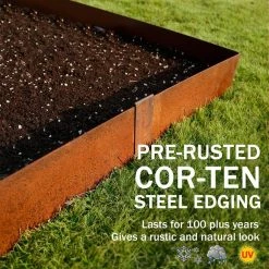 Worth Garden 40 in. x 8 in. 14-Gauge COR-TEN Steel Landscape Edging (6-Pack) -Cheap Garden Center Store yellow rusted worth garden metal edging k649b02 44 1000