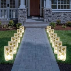 LUMABASE Stars Battery Operated Luminaria Kit with Timer (6-Count) -Cheap Garden Center Store yellows golds lumabase citronella candles torches 77106 1f 1000