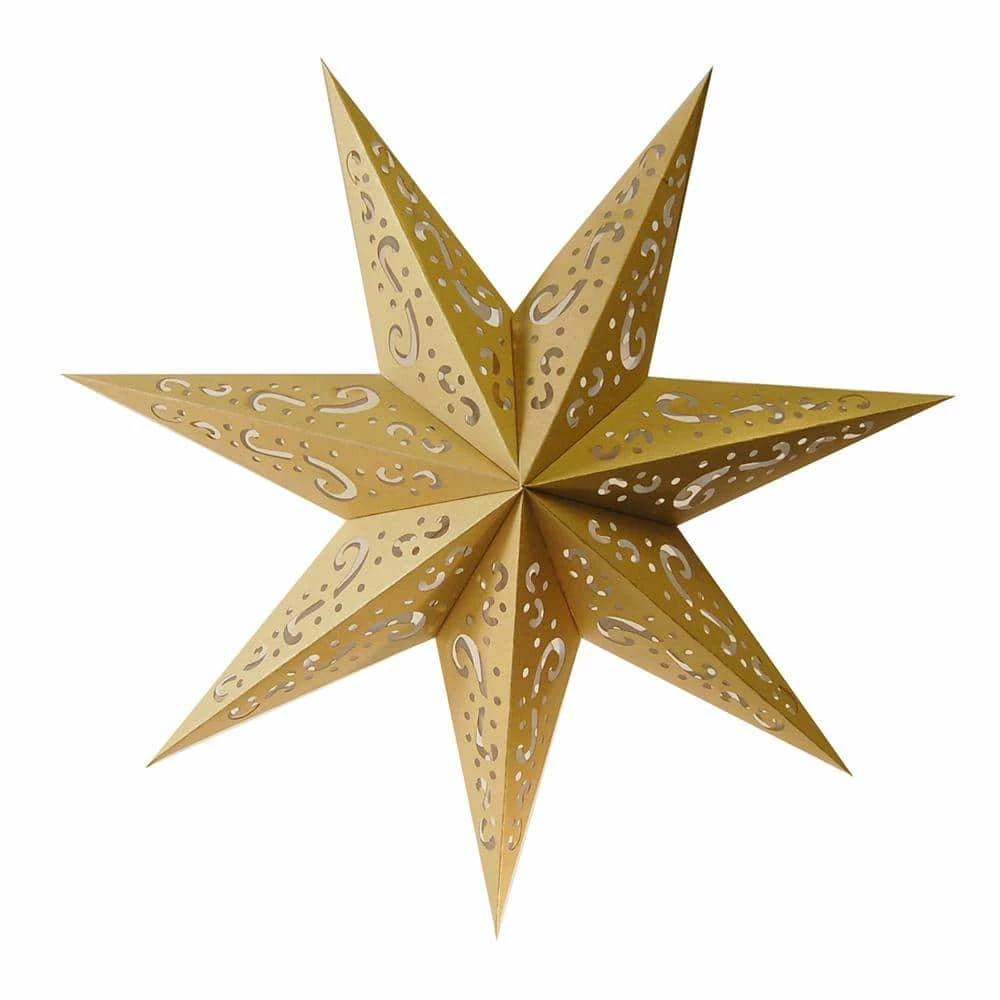 LUMABASE Paper Lantern Gold 7 Point Star (3- Pack) 3 LUMABASE Paper Lantern Gold 7 Point Star (3- Pack)
